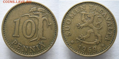 Финляндия 10 пенни 1969 до 22-10-23 в 22:00 - 20.39. -Финляндия 10 пенни 1969