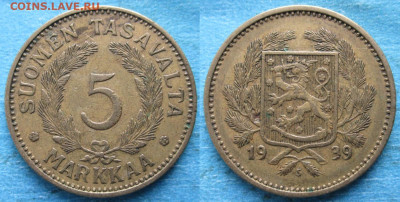 Финляндия 5 марок 1939 до 23-10-23 в 22:00 - Финляндия 5 марок 1939 S    217-к120-12243