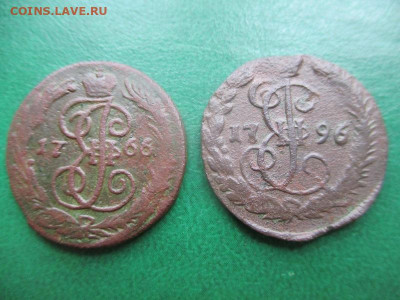 Царская Россия: Денга 1766 + Денга 1796 Фикс - Денга 1766, 1796 Р Whitebird
