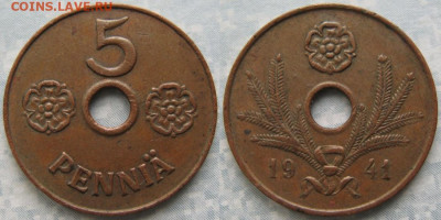 Финляндия 5 пенни 1941 до 24-10-23 в 22:00 - Финляндия 5 пенни 1941    187-ас47-9694