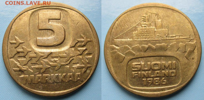 Финляндия 5 марок 1986 до 25-10-23 в 22:00 - Финляндия 5 марок 1986 N     204-ас129-4866