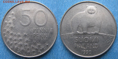 Финляндия 50 пенни 1990 M  до 25-10-23 в 22:00 - Финляндия 50 пенни 1990 M    180-ас61-10130