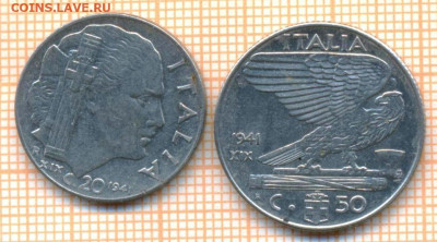 Италия 20,50 чентезимо 1941 г., до 27.10.2023 г. в 22.00 по - Италия  чент 1941 45 30