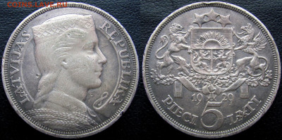 Латвия 5 латов 1929 года, до 24.10.23 22-00 МСК. - 22