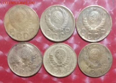 Погодовка СССР 6шт: 5коп 1938,39,40, 1945, 46,48 ФИКС - 5коп - 6шт А от странник 11.10.23