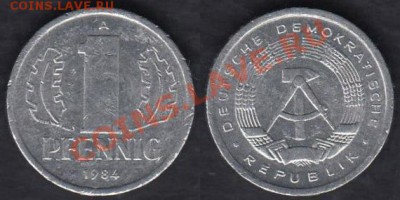 Германия 1 пфенниг 1984 до 02.01.2012 21-30 - Германия 1 пфенниг 1984
