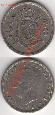 Испания 5 песет 1975 до 02.01.2012 21-30 - Испания 5 песет 1975