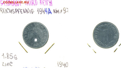 Германия - Третий рейх 1 рейхспфенниг, 1944 А до 08.11 22:20 - 1pf1944A(1)