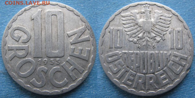 Австрия 10 грошен 1955    до 10-11-23 в 22:00 - 34.25. -Австрия 10 грошен 1955    160-к45-10081