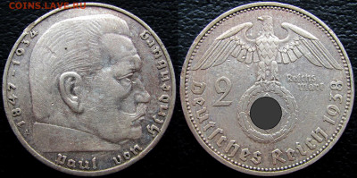 Германия, 2 рейхсмарки 1938 года, до 07.11.23 22-00 МСК. - 22