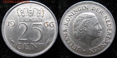 Нидерланды 25 центов 1966 до 14-11-23 в 22:00 - 13.75. -Нидерланды 25 центов 1966    3439