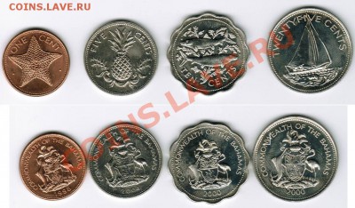 Багамские о-ва, подборка 4 монеты, до 7.01 22-00мск - багамы