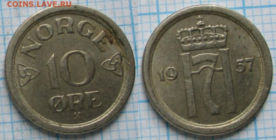 Норвегия 10 эре 1957 до 17-11-23 в 22:00 - Норвегия 10 эре 1957    к-11791