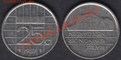 Нидерланды 25 центов 1987 до 04.01.2012 21-30 - Нидерланды 25 центов 1987