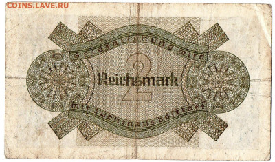 Германия 2 оккупационные рейхсмарки 1938 г. до16.11. - 2а
