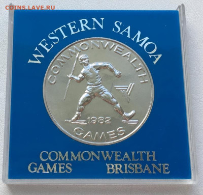Крона Шайба Самоа 1 Тала 1982 Игры Содружества метание Копья - krona_shajba_samoa_1_tala_1982_igry_sodruzhestva_metanie_kopja_unc_pamjatnaja_korobka_sport