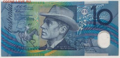Австралия 10 долларов 2004 2006 Писатели пластик из оборота - avstralija_10_dollarov_2004_2006_pisateli_polimer_plastik_iz_oborota_peregib