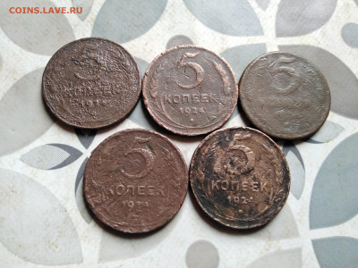 5 копеек 1924, 5 штук до 23.11.2023 - 1924 (5)