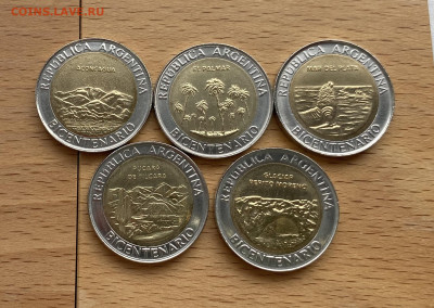 набор биметалл Аргентина 1 песо 2010 200 лет Аргентине 5 шт. - IMG_3261.JPG
