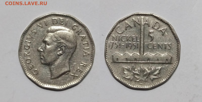 Канада 5 центов 1951 г, никель, Георг VI, 200 лет - 29.11 - IMG_20231121_180819