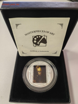 20дол 2010 О-ва Кука Мужчина в золотом шлеме.Рембрандт,Ag999 - ЯЯ КУК Шлем-1