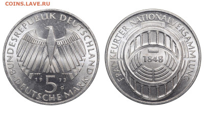 ФРГ. 5 марок 1973 г. Национальное собрание. До 03.12.23. - Р1595.JPG