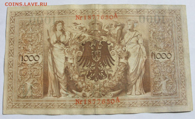 1000 марок Германия. 1910. Красные номера. - SDC13470