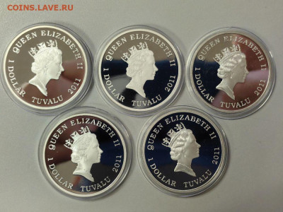 1дол 2011 Тувалу - Опасные животные (к-кт 5шт), Ag999, до 08 - ЯЯ Опасные животные-2