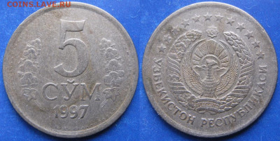 Узбекистан 5 сум 1997   до 10-12-23 в 22:00 - Узбекистан 5 сум 1997    172-КЛ1-6564