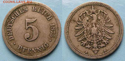 Германия 5 пфеннигов 1875 B до 13-12-23 в 22:00 - Германия 5 пфеннигов 1875 B    238-асс7-13160