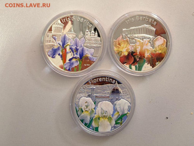 1 доллар 2012 Ниуэ Ирисы (3шт), Ag925, до 14.12 - Я Ирисы-1