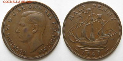 2 пенни 1947 до 17-12-23 в 22:00 - 6 39 Великобритания пол пенни 1947    1046