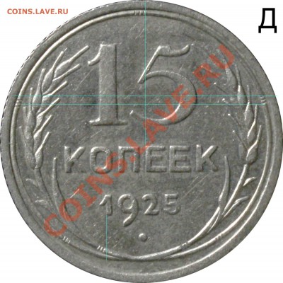 15 копеек 1925 И - новый вариант - 1925 Д - цвет - для сравнения с И