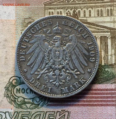 3 марки 1909 г Саксония, Германия.Фридрих Август - 74