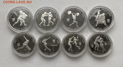 набор Южная Корея Олимпийские Игры Сеул 1988 2000 1000 вон 1 - nabor_juzhnaja_koreja_olimpijskie_igry_seul_1988_2000_1000_von_1986_1987_olimpiada_pruf_sport_korobka (2)