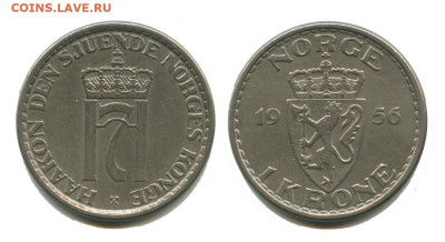 Норвегия 1 крона 1956, 17.12.2023 22.00 мск - норвегия 1 крона 1956