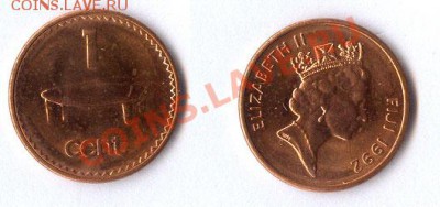 Фиджи 1 цент 1992 UNC до 10.01.12 22.00 по Москве - фиджи