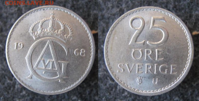 Швеция 25 эре 1968 до 24-12-23 в 22:00 - 36.38. -Швеция 25 эре 1968    A37