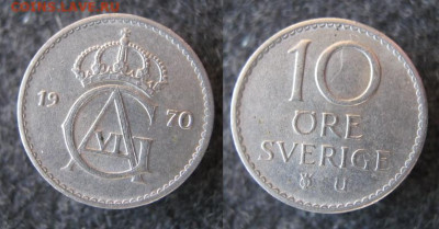 монетки Швеции 1964-73 по фиксу до 26-12-23 в 22:00 - 37.6. -Швеция 10 эре 1970    A43