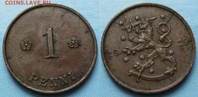 Финляндия 1 пенни 1919 до 28-12-23 в 22:00 - Финляндия 1 пенни 1919    236-к142-13046