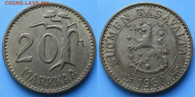 Финляндия 20 марок 1960 до 28-12-23 в 22:00 - Финляндия 20 марок 1960    к149-13165