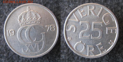 монетки Швеции по фиксу 1977-2000 до 29-12-23 в 22:00 - 37.34. -Швеция 25 эре 1978    A49