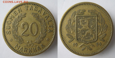 Финляндия 20 марок 1939 до 29-12-23 в 22:00 - 19.49. -Финляндия 20 марок 1939    114-ак17-648
