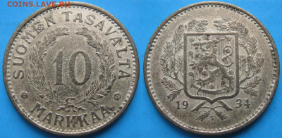 Финляндия 10 марок 1934 до 29-12-23 в 22:00 - 19.38. -Финляндия 10 марок 1934    137-ак17-5217