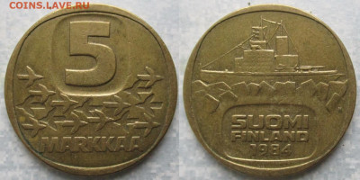 Финляндия 5 марок 1984 N до 30-12-23 в 22:00 - Финляндия 5 марок 1984 N    200-к95-4581