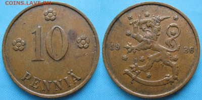 Финляндия 10 пенни 1936 до 30-12-23 в 22:00 - 16.73. -Финляндия 10 пенни 1936    5032