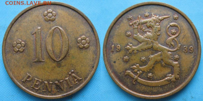 Финляндия 10 пенни 1939 до 30-12-23 в 22:00 - 16.77. -Финляндия 10 пенни 1939    5031