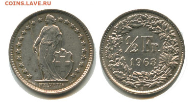 2 франка 1963, 29.12.2023 22.00 мск - швейцария 1 2 франка 1963
