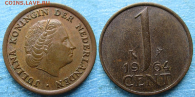 фикс Нидерланды 1 цент 1948-1974  до 31-12-23 в 22:00 - Нидерланды 1 цент 1964    12029