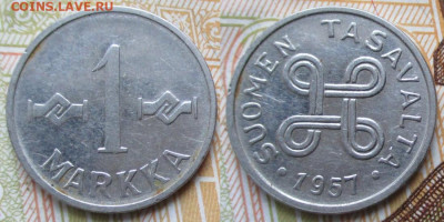 фикс Финляндия 1 и 5 марок 1952-61 до 08-01-24 в 22:00 - Финляндия 1 марка 1957    13245